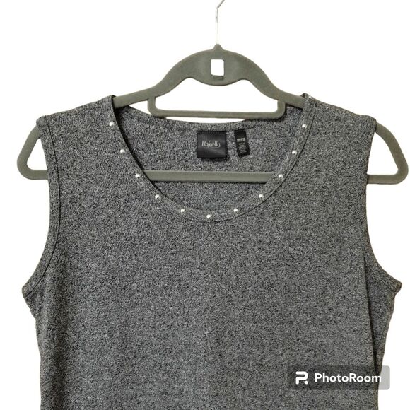 Rafaella Silver Stud Gray Knit Tank Sz M Petite - Picture 2 of 6